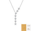 925 Silver Fashion Ins Style Star Moon Long Fringe Choker Necklace-0-1