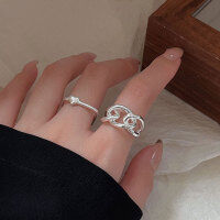 wholesale S925 Sterling Silver Square Open Heart Ring for Women, Small and Minimalist Style, Internet-Famous Simple Hollow Chain Ring-Square Heart Light Luxury Style