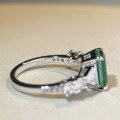 wholesale S925 Sterling Silver Emerald with Inclusions Muzo Green Ring for Women, Fine Craftsmanship Colored Gemstone Zircon High Carbon Diamond Ring Direct from Manufacturer-0-2
