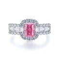 wholesale S925 Sterling Silver New Imported High-Carbon Diamond Rose Pink 5*7 Rectangular Ring for Women,Ins Style-0-5