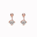 wholesale Rose Gold Plated 925 Sterling Silver Classic Four-Prong Round Zircon Earrings, Ins Style High-End European and American Pure Silver Earrings-0-4