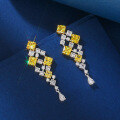 wholesale S925 Sterling Silver Thick Gold Plated Earrings with Yellow Gemstone, Women's Autumn Winter New Ear Studs Wholesale Factory-0-2
