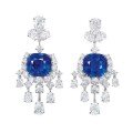 wholesale 925 Silver Gold-Plated Earrings with High-Carbon Diamonds, Chatham Royal Blue Synthetic Sapphire, High-End Jewelry, Versatile Women's Earrings-0-4
