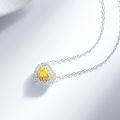 925 Sterling Silver Pink Heart Pendant Necklace with High-Carbon Diamonds-0-2