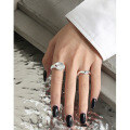 wholesale S925 sterling silver 507 Korean version ins niche design sense minimalist versatile irregular glossy textured open ring for women-0-2