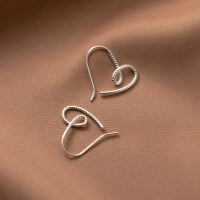 wholesale S925 Sterling Silver Minimalist Twisted Circle Telephone Cord Love Ear Hook Earrings for Women Korean Style Accessories M00731-S925 silver pair 925 silver