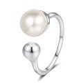 wholesale S925 Sterling Silver Adjustable Pearl Ring for Women, Korean Fashion, New Style Minimalist Open-toe Index Finger Ring-0-4