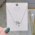 wholesale S925 Sterling Silver Four-Pointed Star Meteor Necklace, Fashion Minimalist Light Luxury Niche Pendant, Internet Celebrity Same Style-0-5
