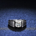 S925 Silver Men's Moissanite Ring, Frosty Four-Prong Setting, Live Stream Supply-0-1