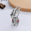 wholesale S925 Sterling Silver Trendy Vintage Cute Big-Eared Red-Eyed Rabbit Head Pendant Necklace-0-0