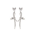 wholesale 925 Sterling Silver Love Heart Bow Earrings for Women, Small and Unique Design New Long Drop Ear Studs, Elegant and High-End Jewelry Accessories-0-4