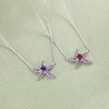 wholesale 925 Sterling Silver New Stylish and Fashionable Starfish Necklace with Natural Amethyst and Garnet Gemstone for Women-0-0
