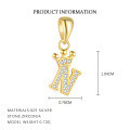 wholesale S925 Sterling Silver, Fashionable And Luxurious Crown Design With Zircon, Diy 26 English Letter Pendant Necklace, Versatile For European And American Styles-0-18