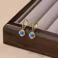 wholesale 925 Sterling Silver Blue Opal Earrings Wholesale For Women Fashion Luxury Personality Ear Clasps Cross-border Minimalist Style-0-4