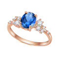 wholesale S925 Sterling Silver with Rose Gold Plated, Inlaid with Blue Gemstone, Fashion Minimalist Luxury Elegance Ring-0-4
