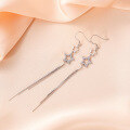 wholesale S925 Silver Alloy Cross-Border Hot-Selling Creative Long Ear Hook with Zircon Star Ear Drop Fringe Trendy Earrings Wholesale-0-3