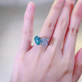 wholesale S925 Sterling Silver New 7*11mm Imported High-Carbon Diamond Paraiba Ring for Women,-0-3