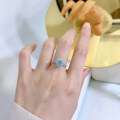 wholesale S925 Silver New Jewelry High Carbon Diamond 1 Carat Oval Aquamarine Zircon 6*8 Radiant Cut Ring for Women-0-3