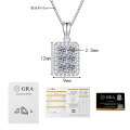 Sterling Silver Moissanite Full-Diamond Sparkling Square Pendant Necklace Wholesale-0-4
