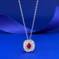 wholesale S925 Silver New European and American Style Oval Red Diamond Pendant for Women, Fashionable and Elegant Cross-Border Live Streaming Necklace-N502 Oval Red Diamond 925 Silver