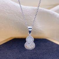 wholesale 999 Silver Original Maker's White Jade Pendant with Auspicious Clouds, Ruyi, and Gourd, Trending Four-Leaf Clover Pendant with Niche Design-Fu Pai Gourd Single Pendant Pure Silver