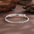 wholesale 999 Silver New Classic Versatile Elegant Push-Pull Enamel Bangle Bracelet for Women with Auspicious Patterns-0-2