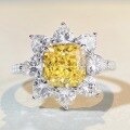 wholesale S925 Sterling Silver Sunflower High Carbon Diamond Ring for Women, Minimalist and Stylish Live Stream Internet Celebrity Jewelry-0-2