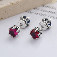 wholesale S925 Sterling Silver Retro Light Luxury Intricate Crown Design Zircon Double-Sided Wearable Trendy Creative Earrings-YFR138M/approx. 4g 925 silver