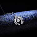 925 Sterling Silver Moissanite Angel Wing Pendant Necklace for Women-0-0