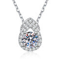Sterling Silver Moissanite Gourd Pendant Necklace, Wholesale Women's Luxury Minimalist Choker-0-3