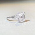 wholesale 925 Sterling Silver Cross-border Wholesale Wish Moissanite Ring for Women, Emerald Cut Pagoda Moissanite 4 Carat Diamond Ring-0-1