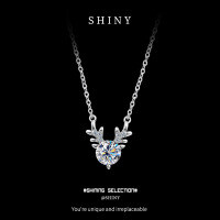 S925 Sterling Silver Deer Antler Necklace, Trending Gift for Women-S925 sterling silver + 50 points Moissanite