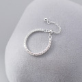 wholesale S925 silver sweet ins-style full diamond chain ring, fashionable and versatile adjustable pull ring R02552-0-2