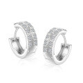 S925 Sterling Silver Moissanite Round Hoop Earrings for Men and Women-0-3