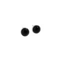 wholesale S925 Sterling Silver Korean Version Ins Small and Chic Design Minimalist Geometric Circle Inlaid Black Onyx Textured Stud Earrings for Women-0-7