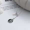 wholesale S925 Sterling Silver Antiqued Street Style B Letter Tassel Pendant Choker Necklace with Black Resin Face-0-0