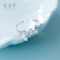 wholesale S925 Silver Nalan Forest Series Sweet and Petite Colorful Diamond Teardrop Flower Ring, Small Fresh and Elegant Band J6688-0-0