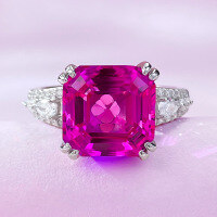 wholesale 925 Silver New Ring Set with High Carbon Diamond 11*11 Rubies Luxury European and American Style Live Streaming Best-Seller for Dropshipping-R872 Pink Steel Ring Size 7