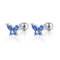 wholesale 925 Sterling Silver Butterfly Ear Studs Ins Style Colorful Zircon Earrings Piercing Screw Earrings for Women Cross-Border Wholesale-0-10