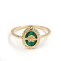 wholesale 925 Silver Gold-Plated, Japanese-style Luxury Jewelry, Vintage Ring with Unique Design, Natural Malachite Women's Ring-0-4