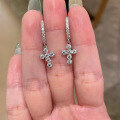wholesale Metal material, jewelry new collection high-end diamond-encrusted cross earrings, lightweight luxury style, elegant and minimalist ear accessories-0-2