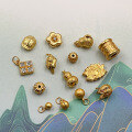 wholesale S925 gold-plated spacer beads for DIY bracelets and necklaces, gourd-shaped dangle beads with through holes, semi-finished accessories-0-0