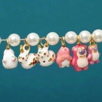 wholesale S925 silver enamel "Rapid Progress" high-temperature fired enamel cute rabbit pendant DIY bracelet beaded bracelet rabbit Strawberry Bear accessory-6# one