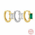 wholesale S925 Sterling Silver Square Diamond-Encrusted Hoop Ear Clasp Earrings for Women,Ins。-0-0