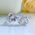 wholesale S925 Silver Heart-Shaped Diamond Three-Life Stone Engagement Ring for Women, Fashion Wedding Band-0-1