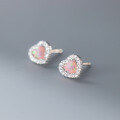 wholesale 925 Sterling Silver Small Fresh Synthetic Opal Diamond Inlaid Heart Stud Earrings Sweet Ins Style Jewelry M04633-0-3