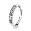 wholesale S925 Sterling Silver Relief 3D Pixiu Pattern Ring, Retro Chinese Literary Totem Style Index Finger Ring-0-4