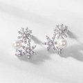 wholesale S925 Sterling Silver New Fashion Popular Snowflake Pearl Ear Studs Korean Style Small Batch Earrings Wholesale from Manufacturer-0-2