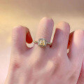 wholesale S925 Sterling Silver New High-Carbon Diamond Square Yellow Diamond Ring 5*5mm Fashion Women'sCross-Border Style-0-3