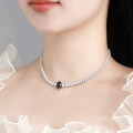 Sterling Silver 4-Carat Fancy Pear Moissanite All-Diamond Necklace-0-1